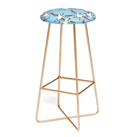 Sharon Turner Atlantic Puffins blue Bar Stool