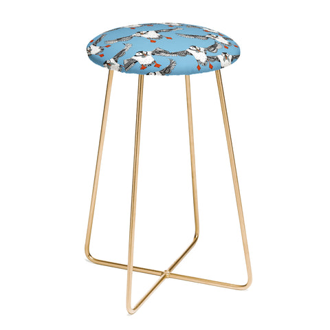 Sharon Turner Atlantic Puffins blue Counter Stool