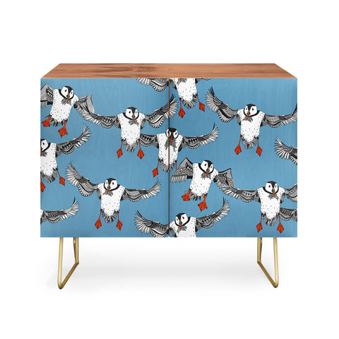 Sharon Turner Atlantic Puffins blue Credenza