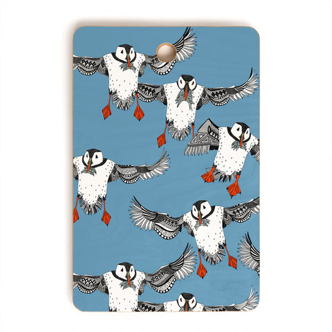 Sharon Turner Atlantic Puffins blue Cutting Board Rectangle