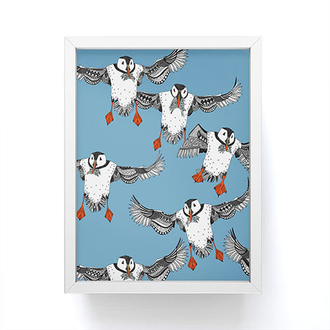 Sharon Turner Atlantic Puffins blue Framed Mini Art Print