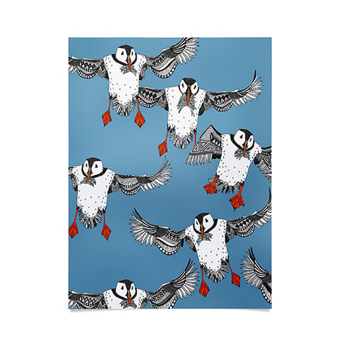 Sharon Turner Atlantic Puffins blue Poster