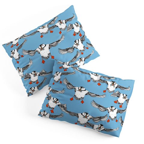 Sharon Turner Atlantic Puffins blue Pillow Shams