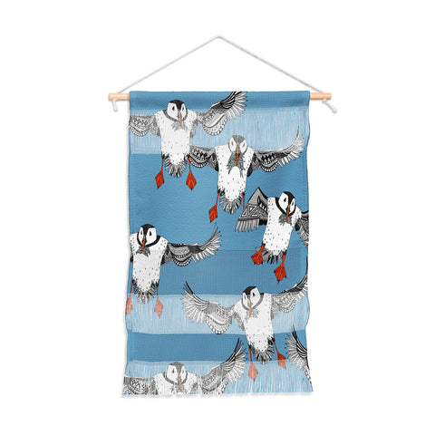 Sharon Turner Atlantic Puffins blue Wall Hanging Portrait