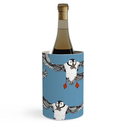 Sharon Turner Atlantic Puffins blue Wine Chiller