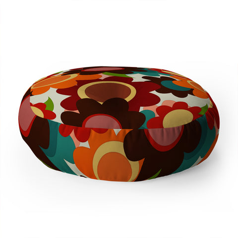 Sharon Turner Autumn Flowers Floor Pillow Round