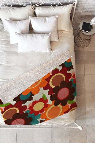 Sharon Turner Autumn Flowers Fleece Throw Blanket