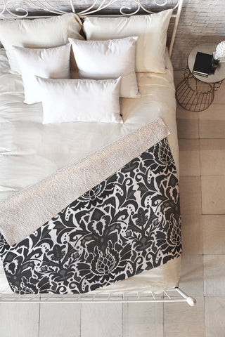 Sharon Turner Aya damask Fleece Throw Blanket