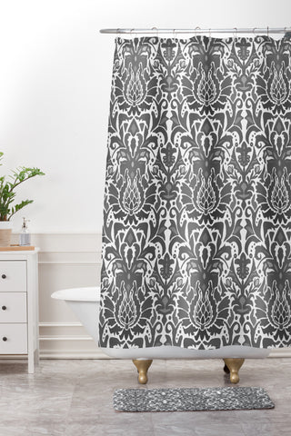 Sharon Turner Aya damask Shower Curtain And Mat