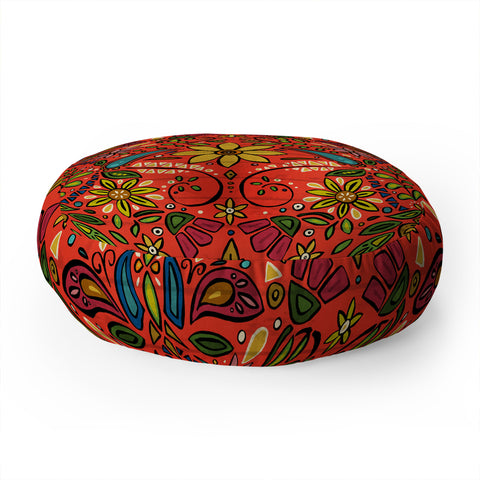 Sharon Turner aziza fire Floor Pillow Round