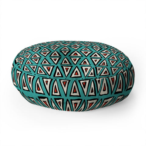 Sharon Turner aziza shakal turquoise Floor Pillow Round