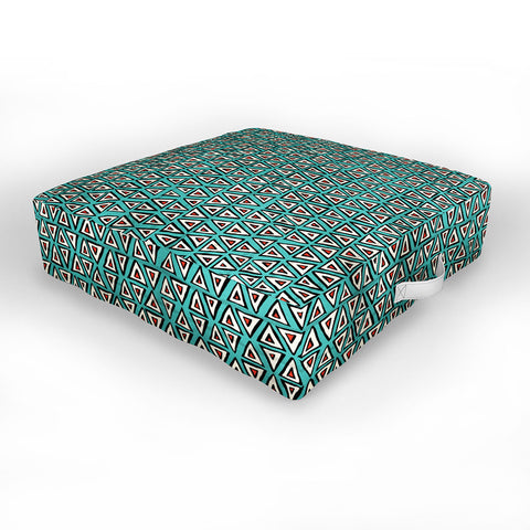Sharon Turner aziza shakal turquoise Outdoor Floor Cushion