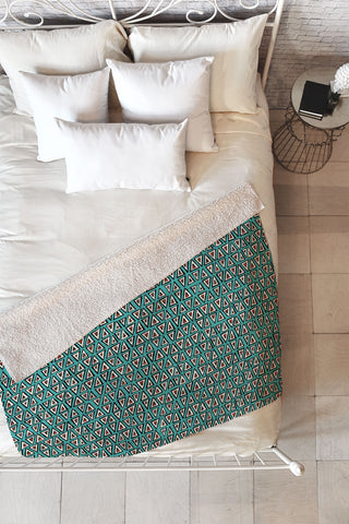 Sharon Turner aziza shakal turquoise Fleece Throw Blanket