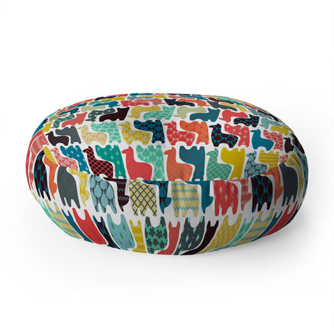 Sharon Turner baby llamas Floor Pillow Round