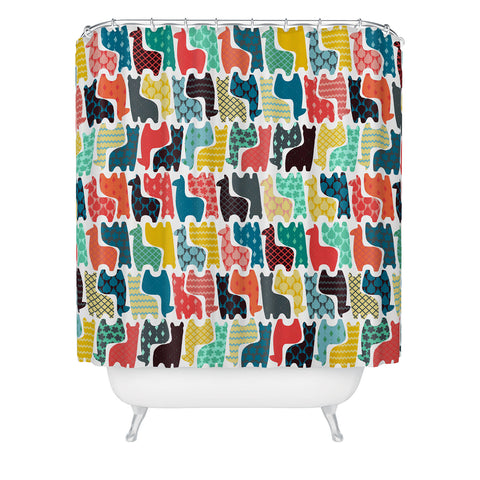 Sharon Turner baby llamas Shower Curtain