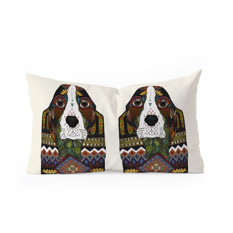 Sharon Turner Basset Hound love Oblong Throw Pillow