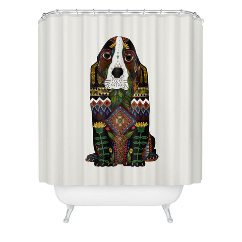 Sharon Turner Basset Hound love Shower Curtain