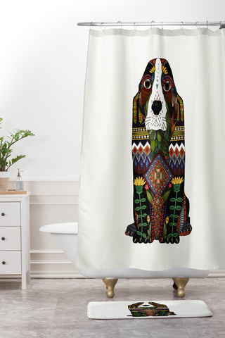 Sharon Turner Basset Hound love Shower Curtain And Mat