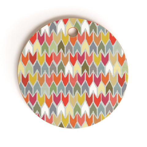 Sharon Turner Beach House Ikat Chevron Cutting Board Round