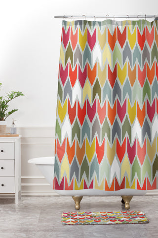 Sharon Turner Beach House Ikat Chevron Shower Curtain And Mat