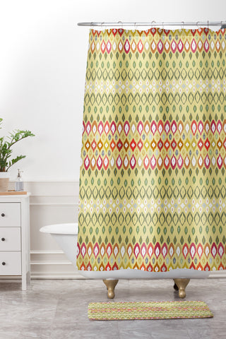 Sharon Turner Beach House Ikat Pattern Shower Curtain And Mat
