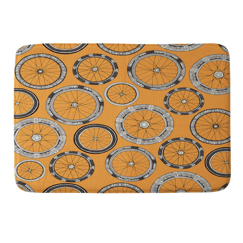 Sharon Turner bike wheels amber Memory Foam Bath Mat