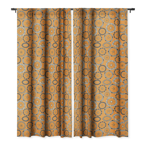 Sharon Turner bike wheels amber Blackout Window Curtain