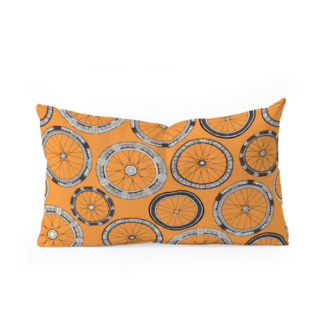 Sharon Turner bike wheels amber Oblong Throw Pillow