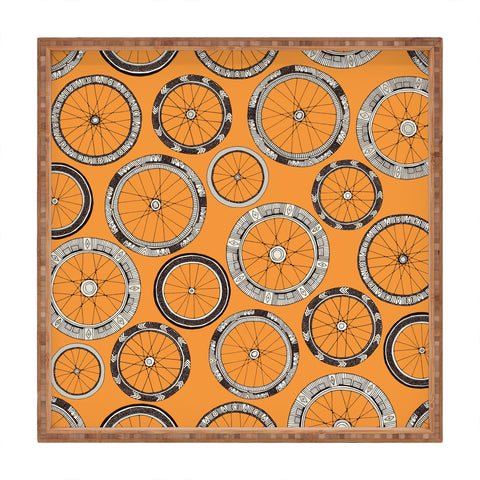 Sharon Turner bike wheels amber Square Tray
