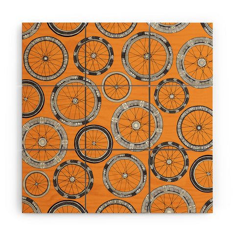 Sharon Turner bike wheels amber Wood Wall Mural