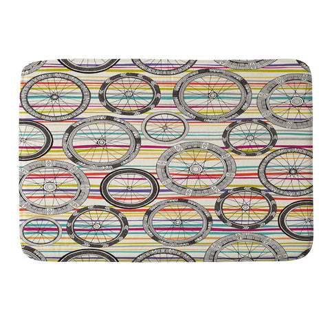 Sharon Turner bike wheels stripe Memory Foam Bath Mat