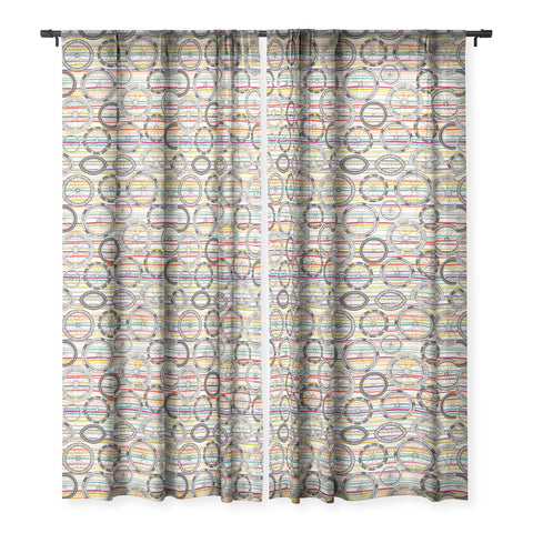 Sharon Turner bike wheels stripe Sheer Window Curtain