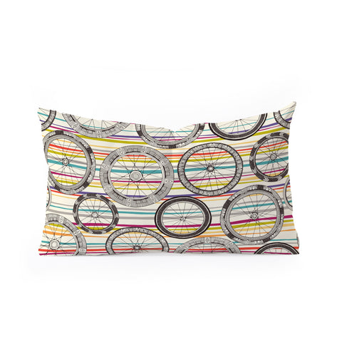 Sharon Turner bike wheels stripe Oblong Throw Pillow
