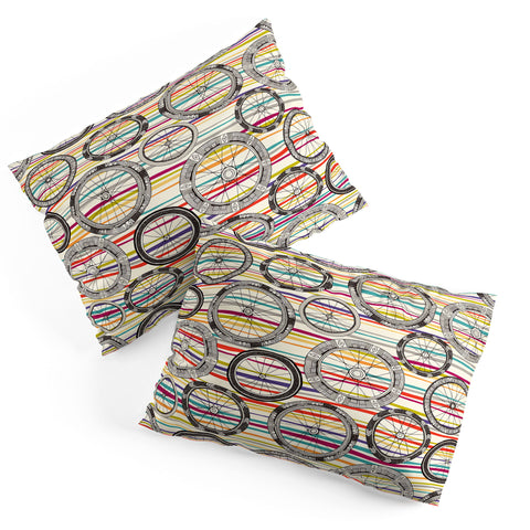 Sharon Turner bike wheels stripe Pillow Shams