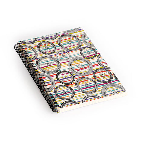 Sharon Turner bike wheels stripe Spiral Notebook