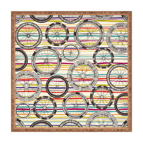 Sharon Turner bike wheels stripe Square Tray