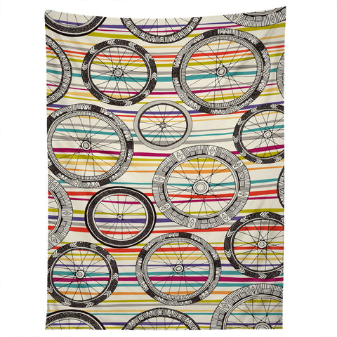 Sharon Turner bike wheels stripe Tapestry