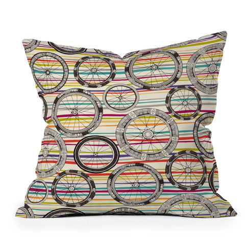 Sharon Turner bike wheels stripe Throw Pillow