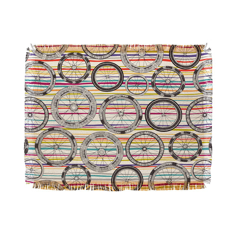 Sharon Turner bike wheels stripe Throw Blanket