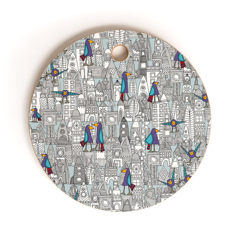 Sharon Turner Birds And Rockets Cutting Board Round