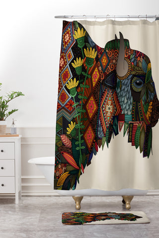 Sharon Turner bison Shower Curtain And Mat