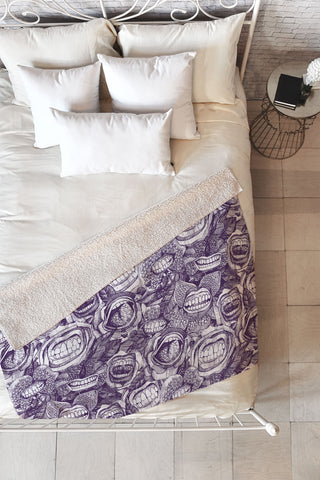 Sharon Turner BITE ME roses orchids ACAI Fleece Throw Blanket