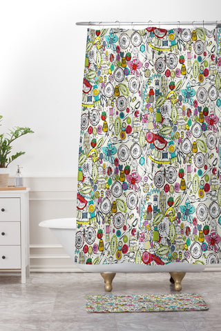 Sharon Turner Bits And Bobs And Bugs Shower Curtain And Mat