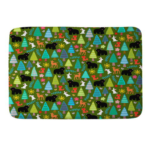 Sharon Turner black bear woodland Memory Foam Bath Mat