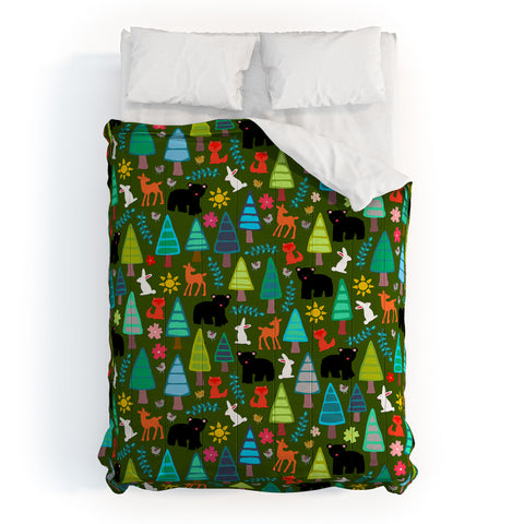 Sharon Turner black bear woodland Comforter