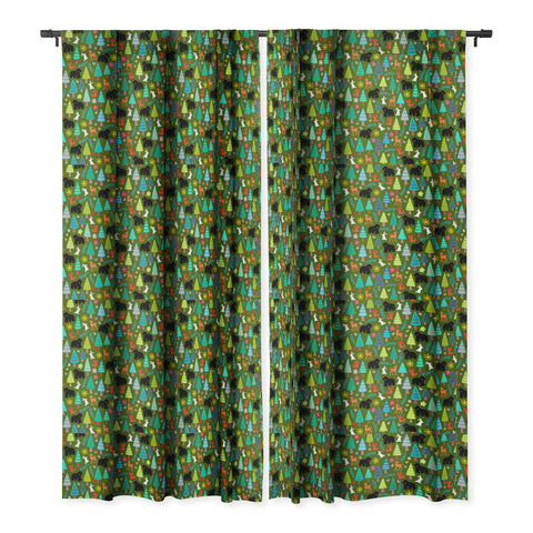 Sharon Turner black bear woodland Blackout Window Curtain