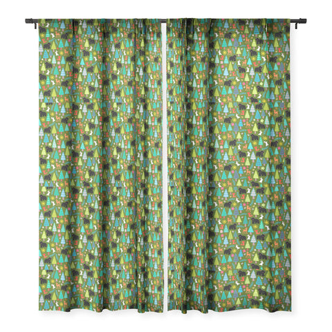 Sharon Turner black bear woodland Sheer Window Curtain
