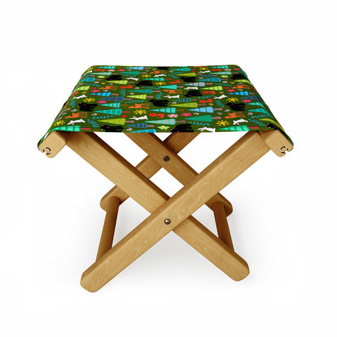 Sharon Turner black bear woodland Folding Stool