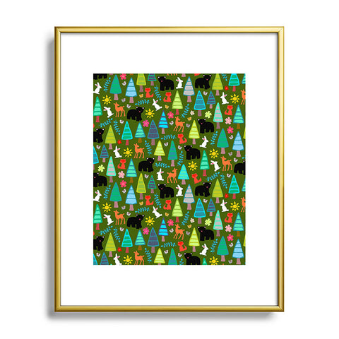 Sharon Turner black bear woodland Metal Framed Art Print