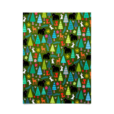 Sharon Turner black bear woodland Poster